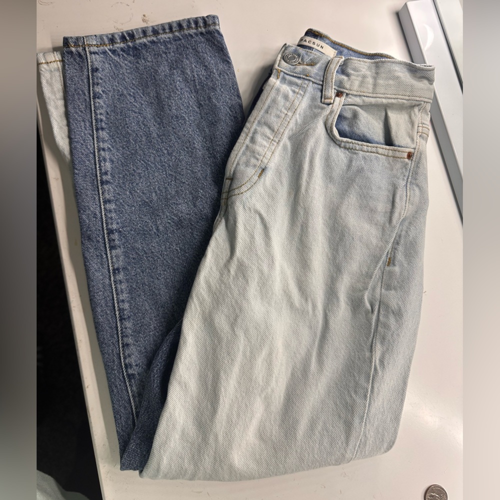 PacSun Two-Tone Blue Womens Straight Jeans